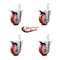 Service Caster 4 Inch Red Poly Wheel Swivel 3/4 Inch Square Stem Caster Set Total Lock Brake SCC-SQTTL20S414-PPUB-RED-34-4 - alternate 2